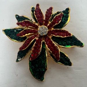 Vintage Christmas Poinsettia Brooch